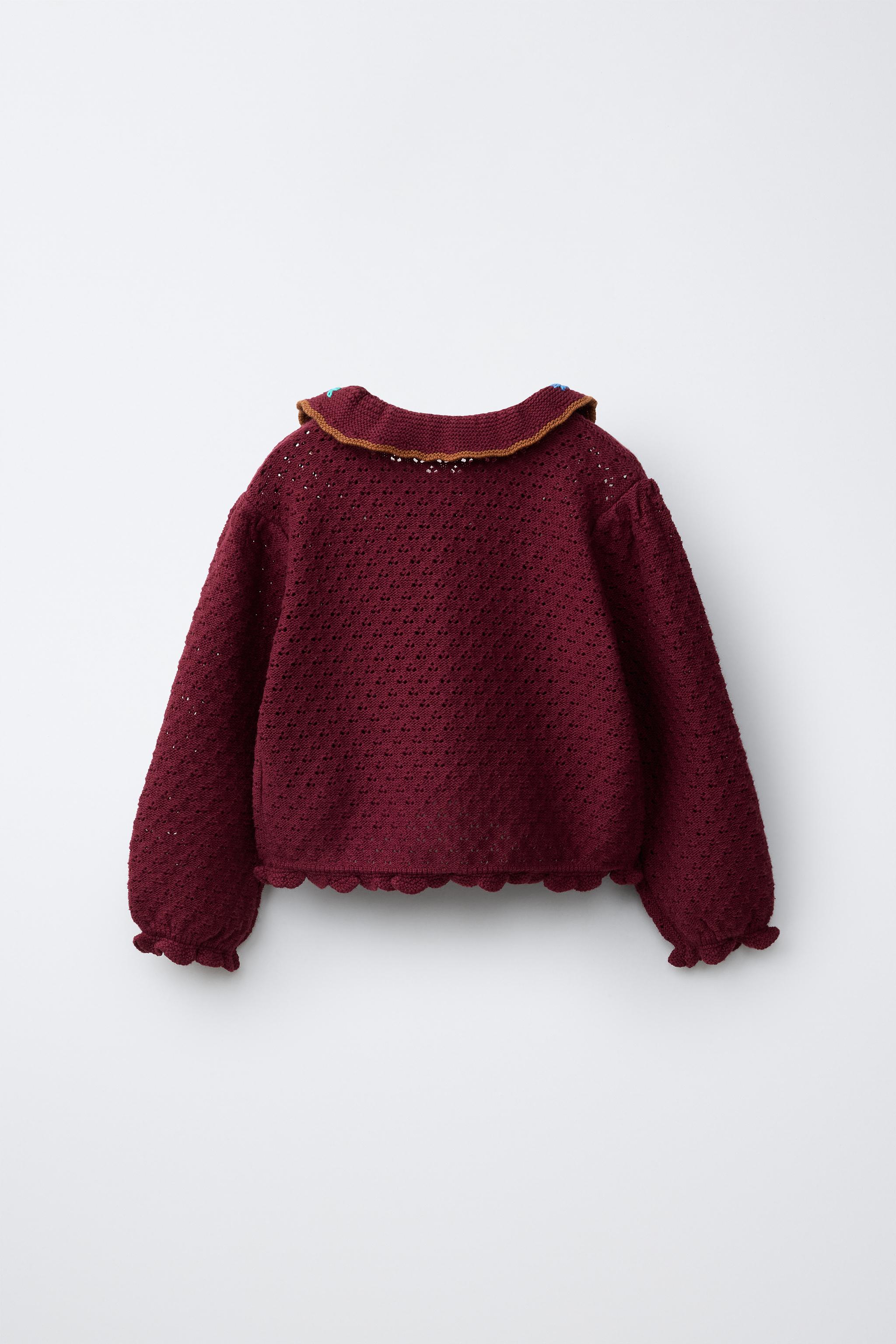 GILET EN MAILLE BRODÉ COTON ET LIN
